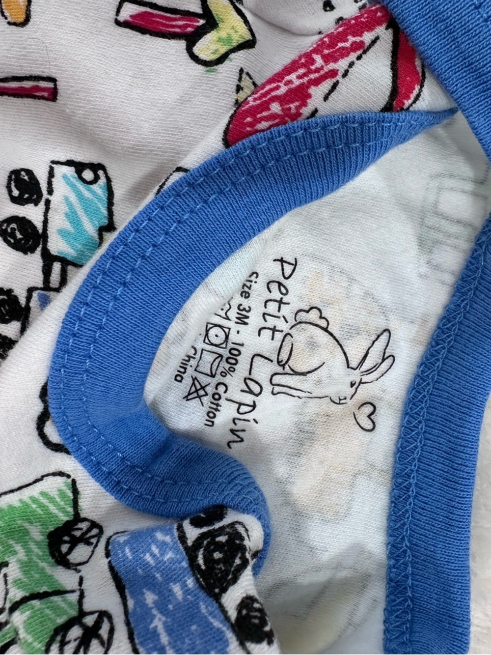 Petit Lem White Bodysuit Duo with Light Blue and Royal Blue Trim - Picture 3 of 3